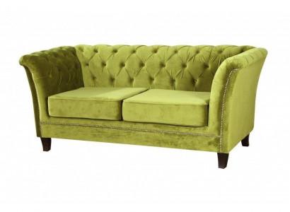 Chesterfield Schlafsofa 2 Sitzer Sofa Bettfunktion Couch Polster Sofas